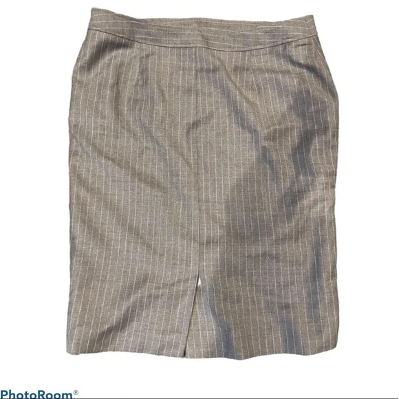 Brooks Brothers Grey striped 💯 percent wool midi skirt Sz S - Picture 1 of 9